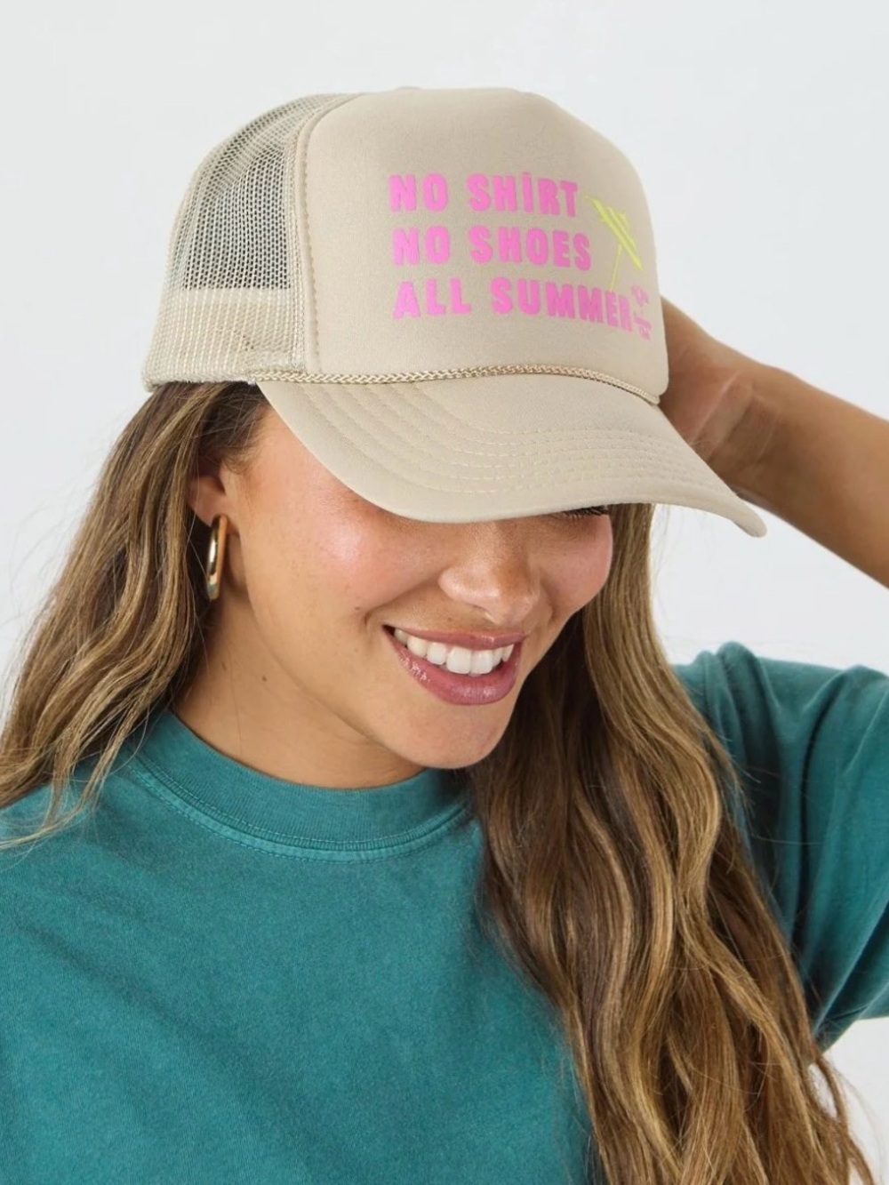 NEW Aloha No Shirt No Shoes All Summer Dune Trucker Hat